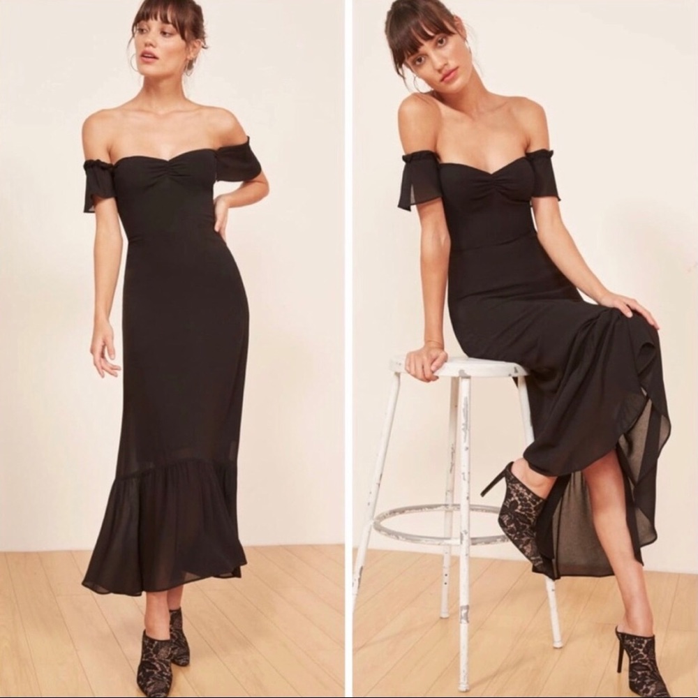 Reformation Butterfly Ruffle Off Shoulder Dress